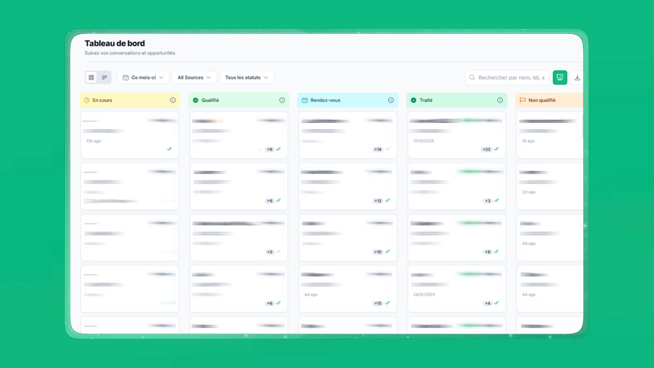 Commercial IA Setlyy remplissant le CRM avec des prospects