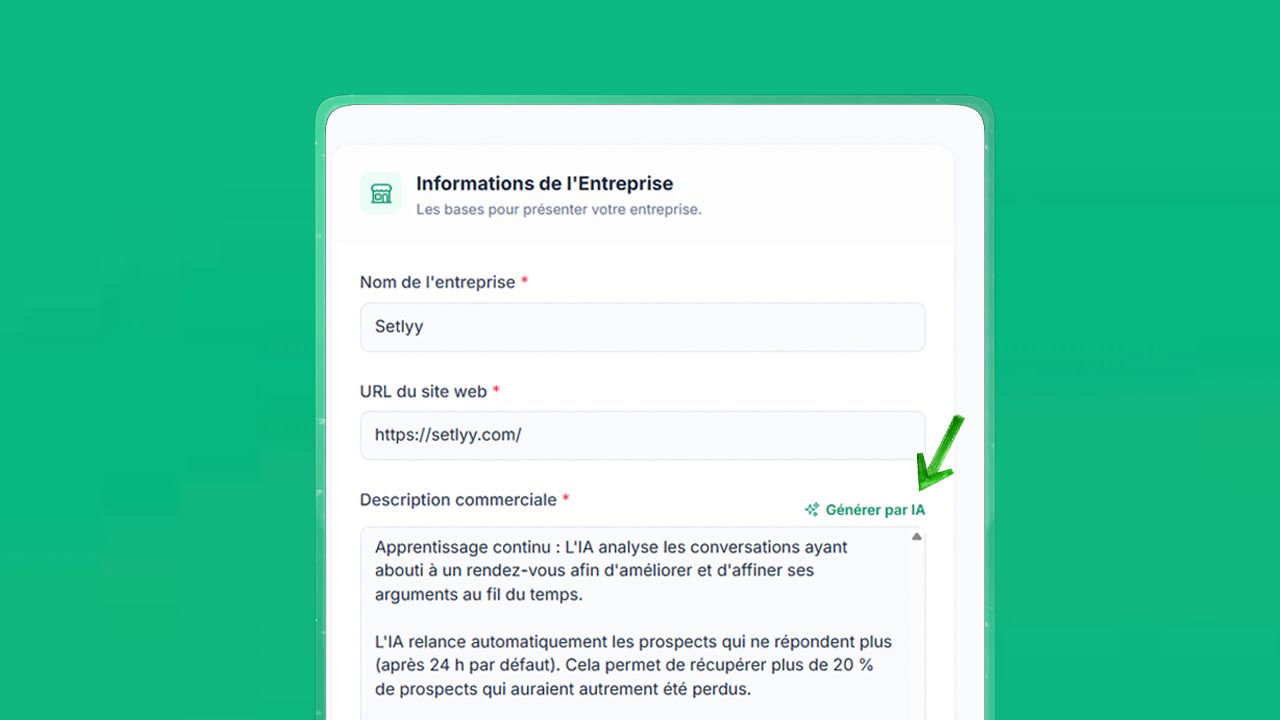 Tests de contenu et objections sur Setlyy