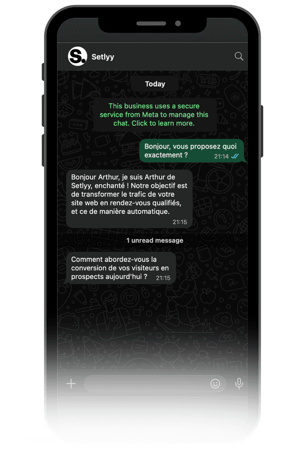 Exemple conversation WhatsApp Setlyy